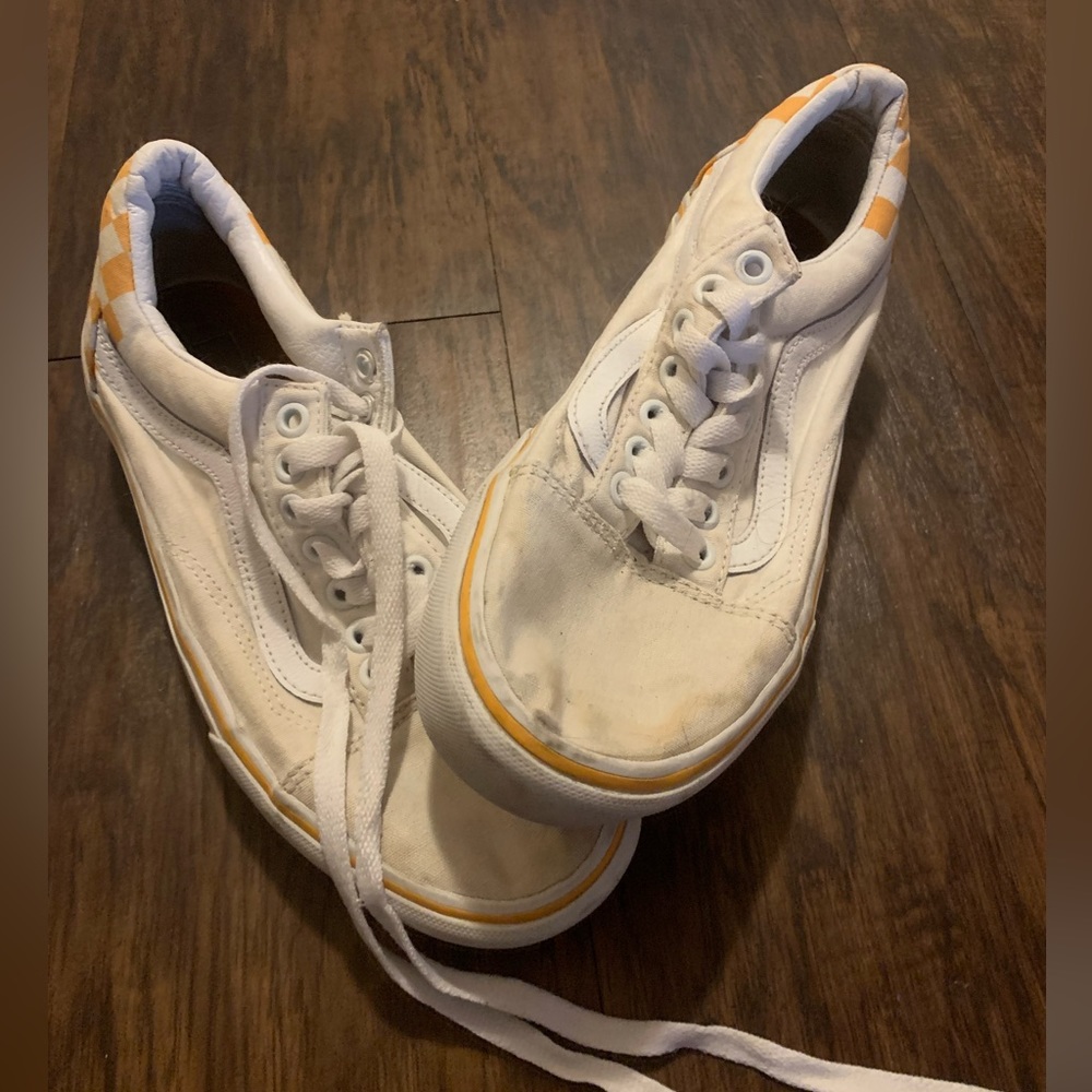 Yellow and White Vans Size 8